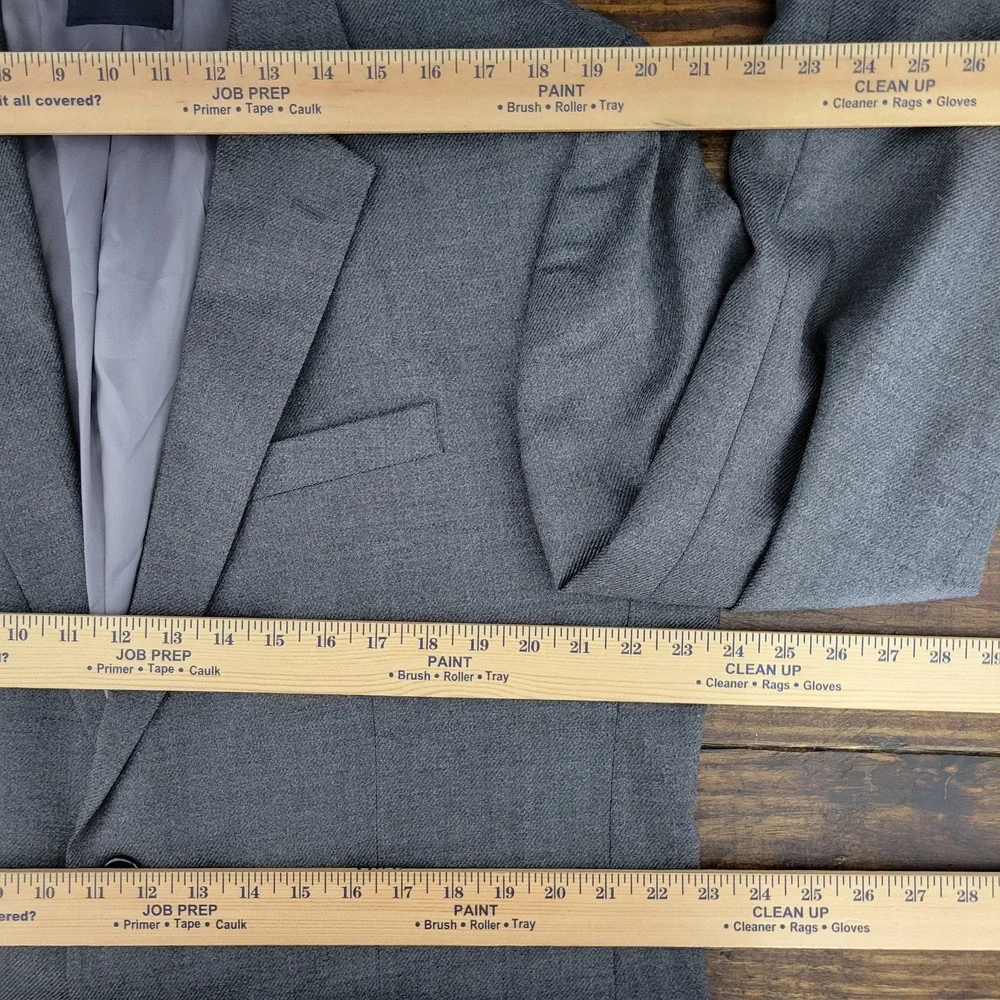 Nautcia Men's Sport Coat Blazer‎ Two Button Gray Flannel Twill Lambs Wool 46L